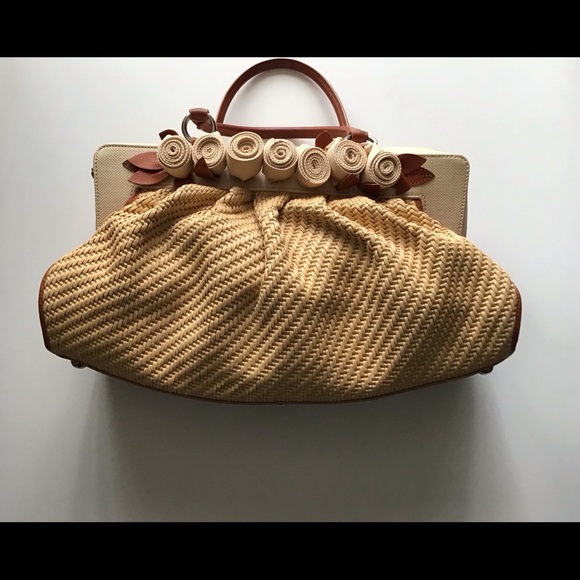 Valentino Garavani Handbags - Valentino Garavani Beige and Brown Woven Satchel